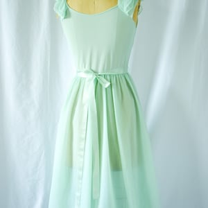 1950s Nightgown Shadowline Vintage 50s Triple Layer Mint Nylon Chiffon Nightgown Ruffled Ballerina image 6