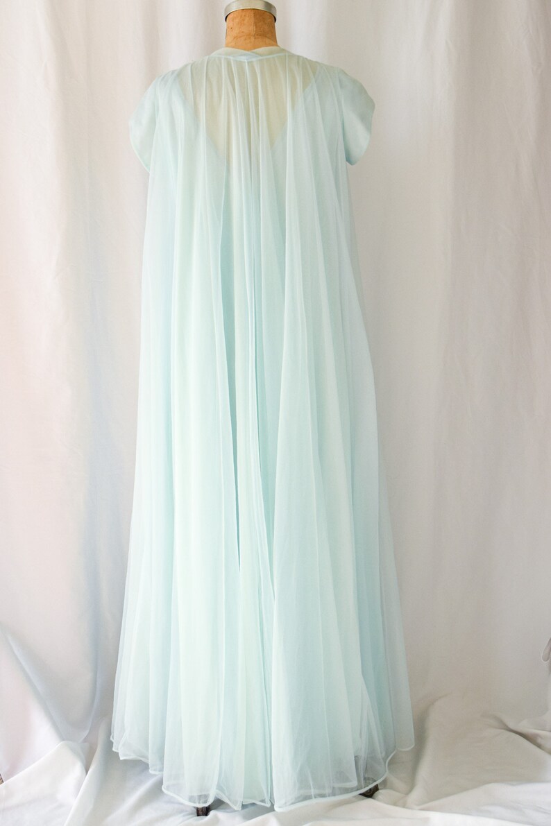 1960s Claire Sandra Lucie Ann Green Night Gown and Peignoir Set