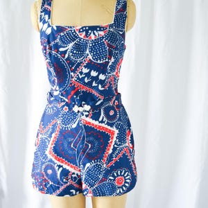 Vintage 60s Paisley Print Playsuit: Cole of California Cotton Romper One Piece