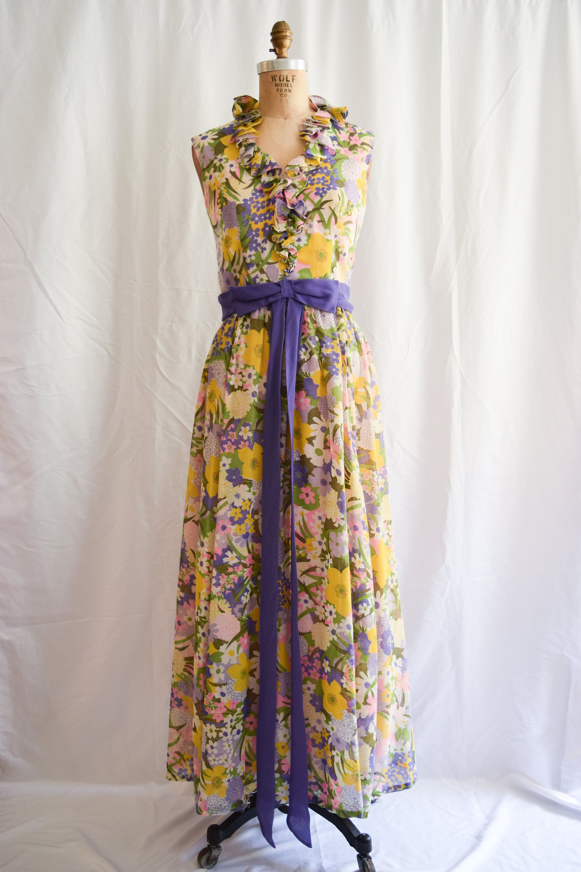 Vintage 1960s Dress Miss Elliette Vintage Late 60s Garden Party Long ...
