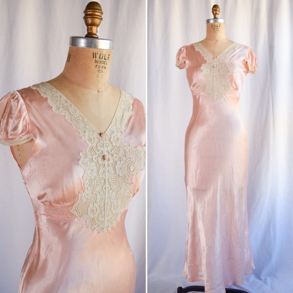 1930s Nightgown Satin Dream Vintage 30s /40s Peach Pink | Etsy