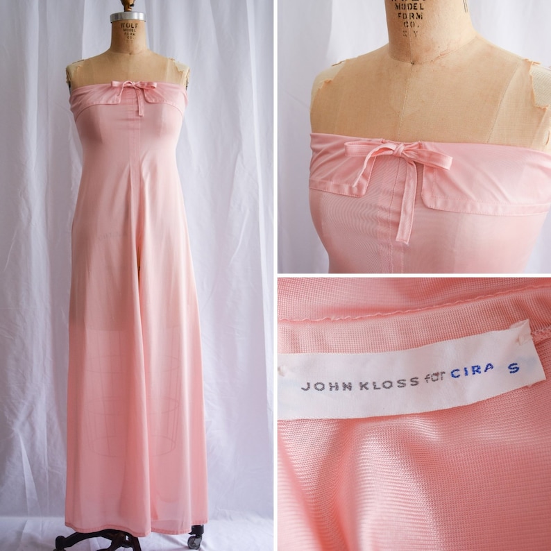 1970s John Kloss Coral Nylon Gown