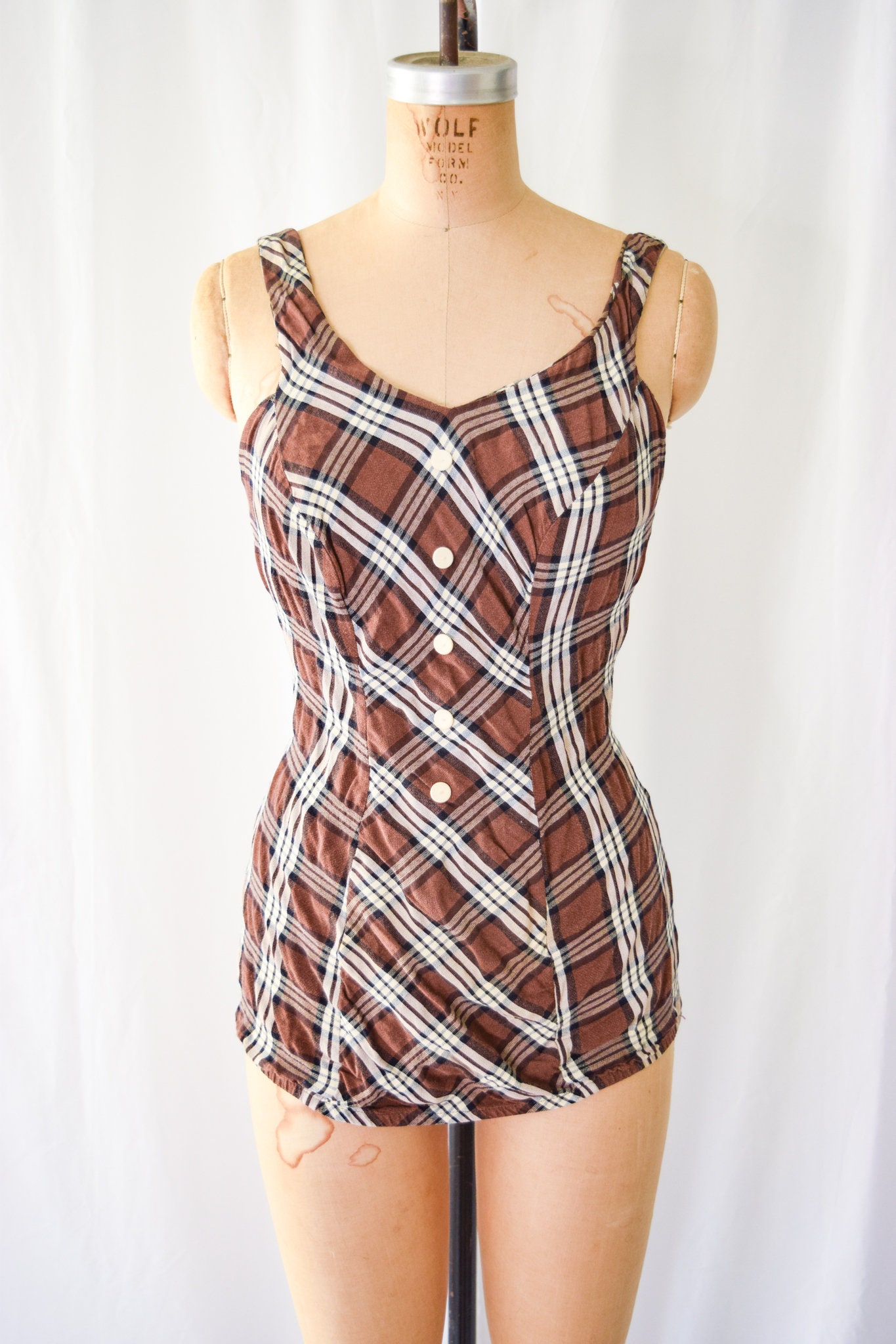 1950s Swimsuit Marina Del Mar Vintage 50s Brown and White - Etsy