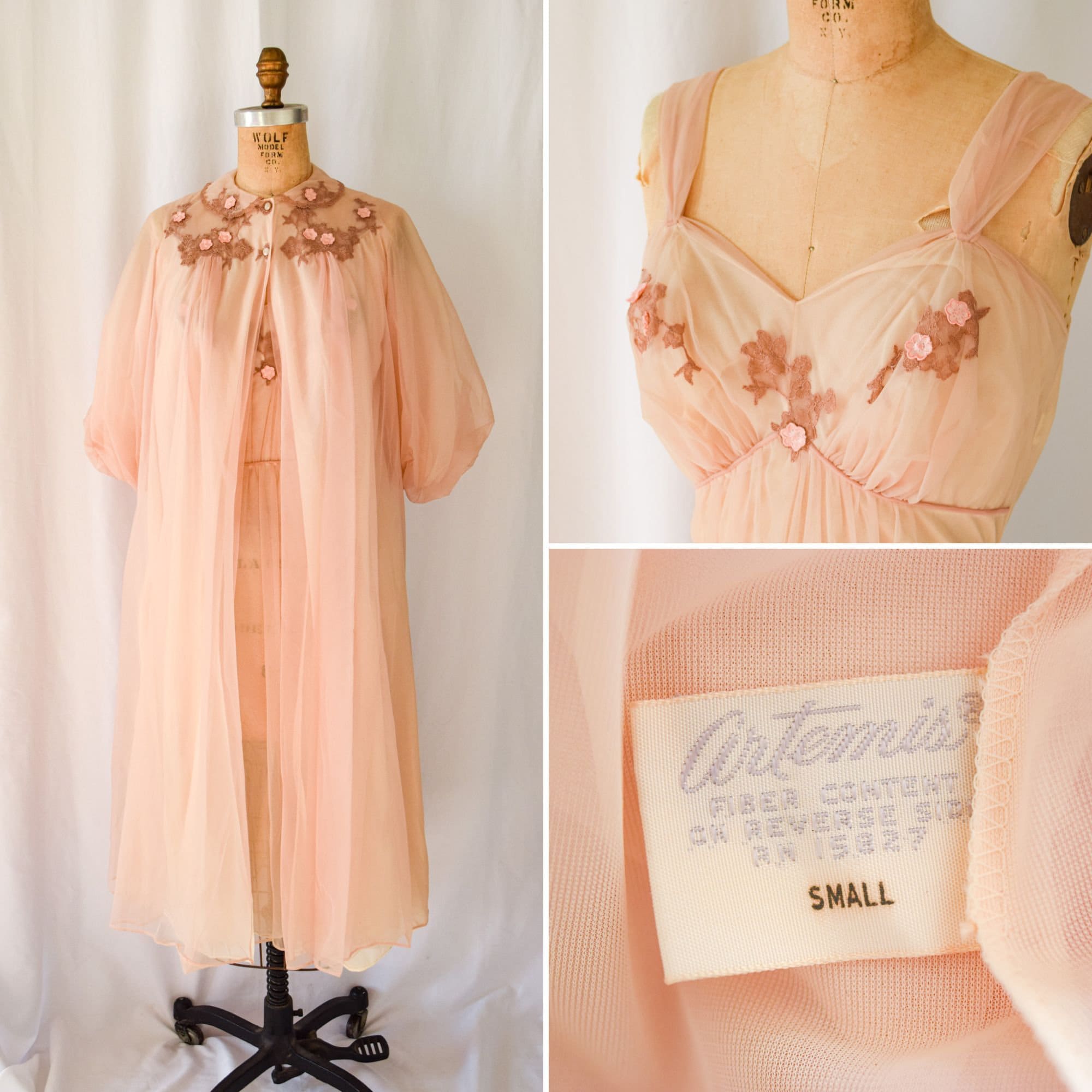 1950s peignoir nightgown robe set hot sale