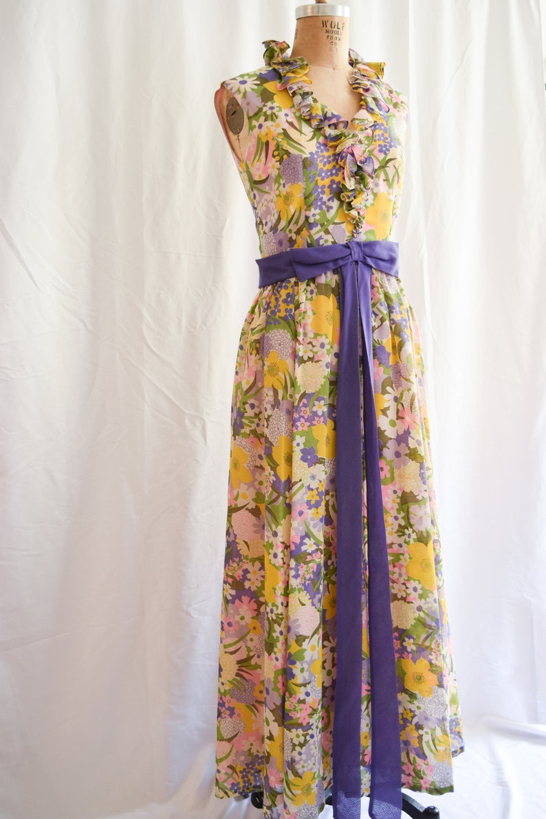 Vintage 1960s Dress Miss Elliette Vintage Late 60s Garden Party Long ...