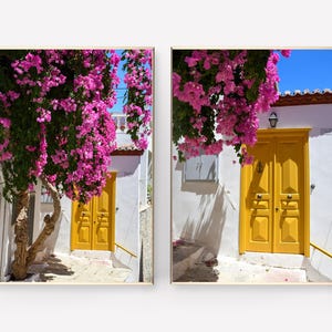 Lámina de puerta griega amarilla – Hidra, Grecia - Descarga digital / Arte mural mediterráneo