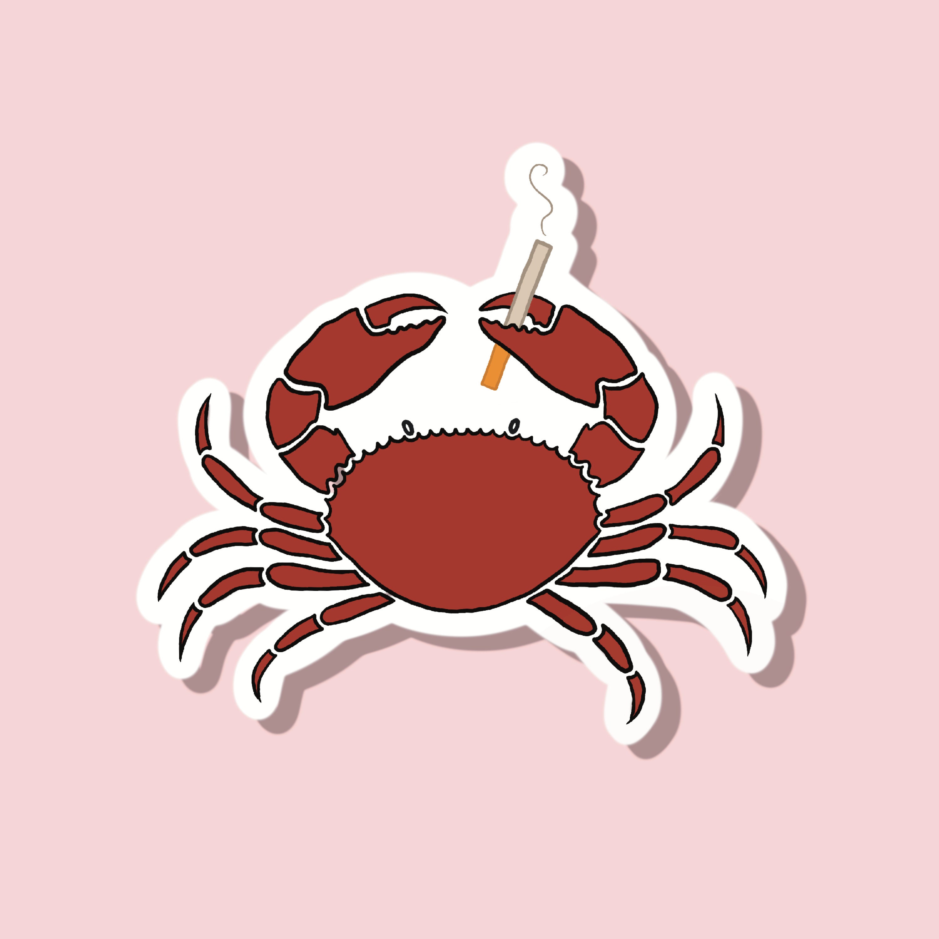 can a crab smoke a cigarette Crab Smoking a Cigarette Sticker