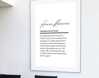 Human Resources - Funny Dictionary Definition Print Digital Wall Art for Office & Workplace Decor