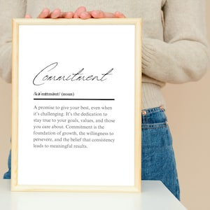 Engagemang - Inspirerande ordboksdefinition Tryck digital väggkonst för kontor och heminredning engagemang citat framgång tankesätt