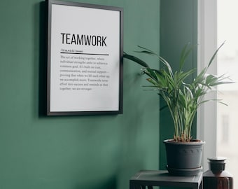 Teamwork - Inspirational Dictionary Definition Print Digital Wall Art for Office & Workplace Decor