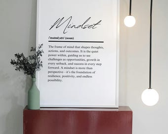 Mindset - Motivational Dictionary Definition Print Digital Wall Art for Office & Home Decor