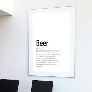 Beer Definition Print - Funny and Sarcastic Wall Art for Beer Lovers - Perfect Gift for Drinkers and Home Bar Decor