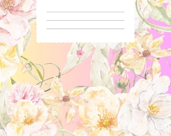 Cuaderno floral rosa imprimible en PDF, planificador digital minimalista, diario estético, cuaderno imprimible de 40 páginas, descarga instantánea