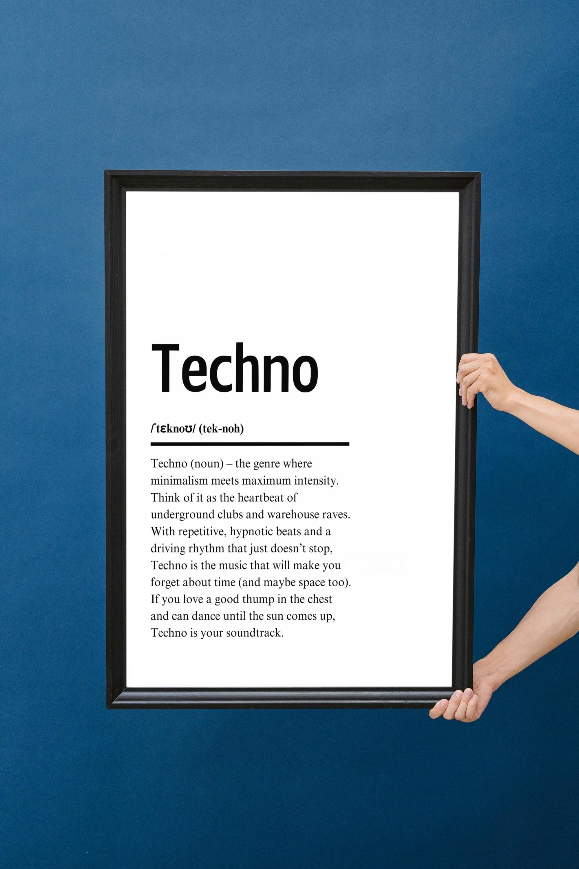 Techno - Dictionary Definition Print Digital Wall Art for EDM Fans