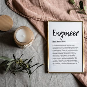 Engineer Definition Print – Unique Gift for Engineers and Problem Solvers