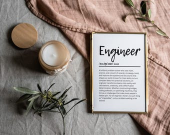 Lámina con la definición de ingeniero: un regalo único para ingenieros y solucionadores de problemas