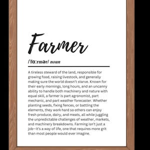 Farmer Definition Wall Art Print - Rustic Farmhouse Decor for Kitchen or Living Room - Perfect Gift for Farmers or Country Living Lovers