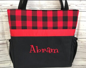 buffalo plaid diaper bag backpack