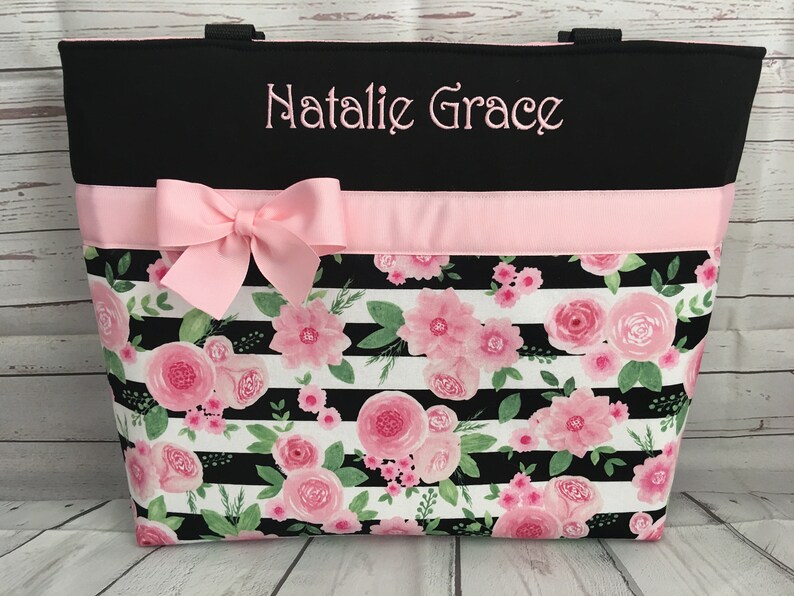 ROSES and Stripes Diaper Bag SET Personalized Free Etsy