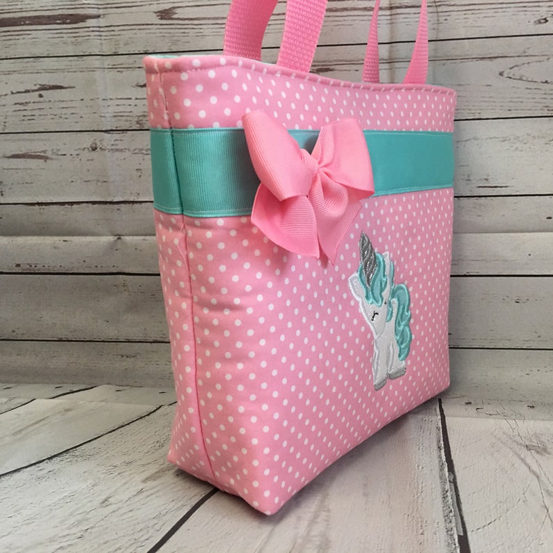 Personalized FREE UNICORN .. Child Size Bag and Coin Purse . Pink .. GIRL Purse ..