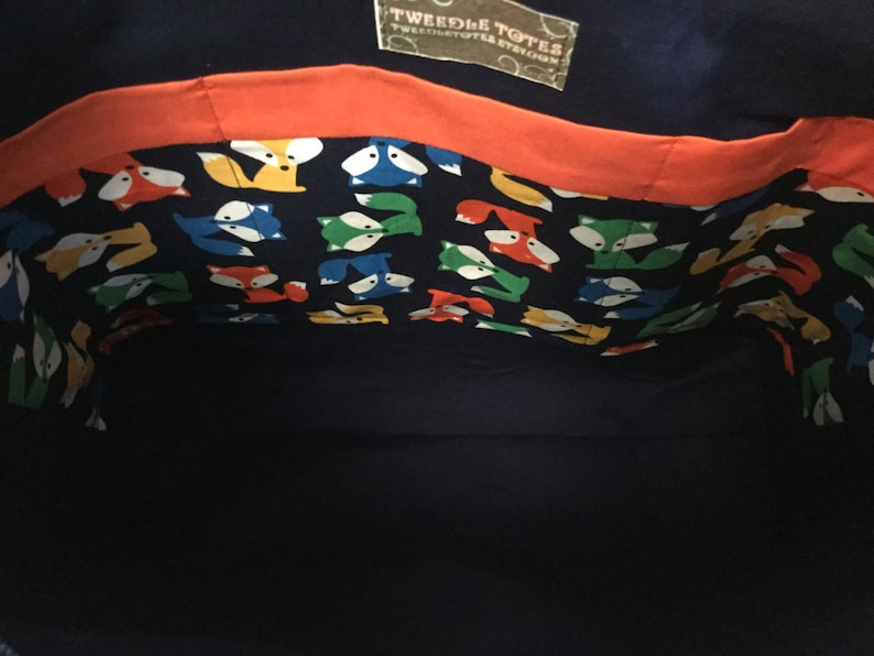 DIAPER Bag . Applique .. Bottle Pockets .. NAVY Orange . Personalized Free FOX ..