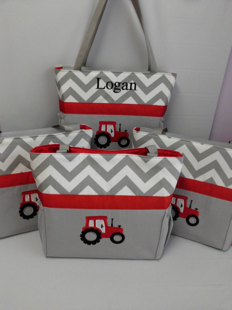 CHEVRON TRACTOR .. DIAPER Bag .. Applique Bottle Etsy