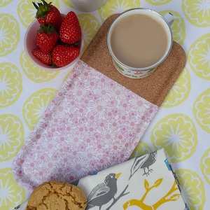 Serving Tray, in Shades of Pink.  This is a Fabulous Melamine, Birch and Cork, Floral Inspired Block Print Style, Tray