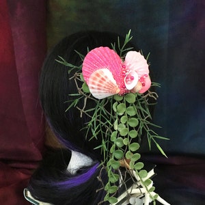 wonderfull Hairclip with big Coral and Seashells Candy Coral & Mint Mussels Accessories Hair Accessories Barrettes & Clips 