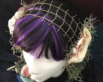 mermaid headdress - shell hair clips, chain headdress, faerie headdress, mermaid costume, dance headdress, festival attire