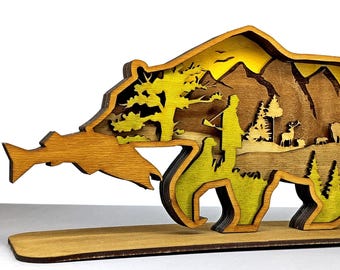Bär SVG, Laser Cut Files - 6 Layer Art Piece für Glowforge