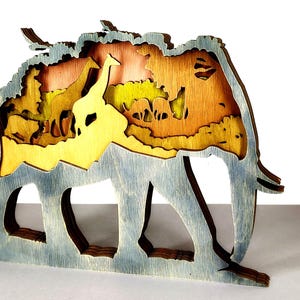 Elephant laser cut, CNC wood files, Glowforge template, ready for CNC cutting, Vector model - 6 Layered