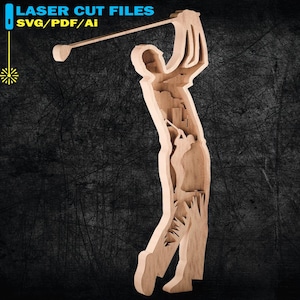 Golf 3D, Layered SVG, Laser Cut File, Golf SVG, Gift for a Sports Lover - 6 layers