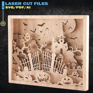 Halloween Standing Pumpkins Svg, 3D Laser Cut, Halloween Decor - 7 layers