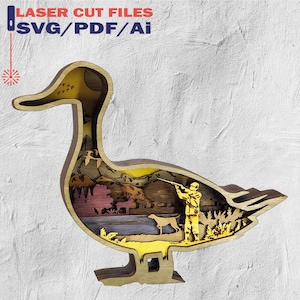 DIGITAL SVG FILE, Glowforge, Laser Cut, Layered Duck, Hunting Scene File - 9 layered