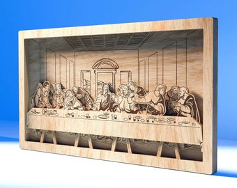 Archivos láser La Última Cena, Última Cena 3D, Jesús, Archivos de corte láser - 6 capas