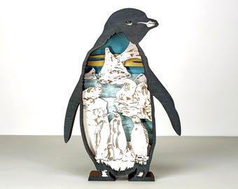 Layered Penguin SVG, 3D Mandala Wall Art (Digital Download)