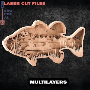 Digital File - 7 Layer Bass Fish for Glowforge - Layered