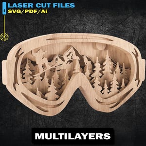 Snow goggles Mountain, Mountain svg, Winter sports, Skis svg, Ski goggles svg, Snowboard goggles, Snowboard svg - 6 layers