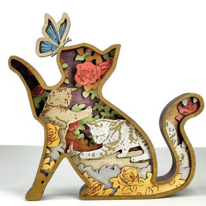 Katt SVG, flerlager, kattklippfil, 3D-lager - 8 lager