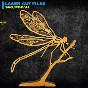 3D dragonfly, svg layered dragonfly, svg dragonfly file, layered mandala svg, 3D dragonfly for Glowforge - 6 Layers