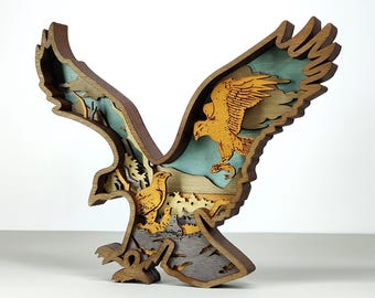 Layered Eagle SVG, Laser Cut File, Wooden Wall Decor (Digital Download)