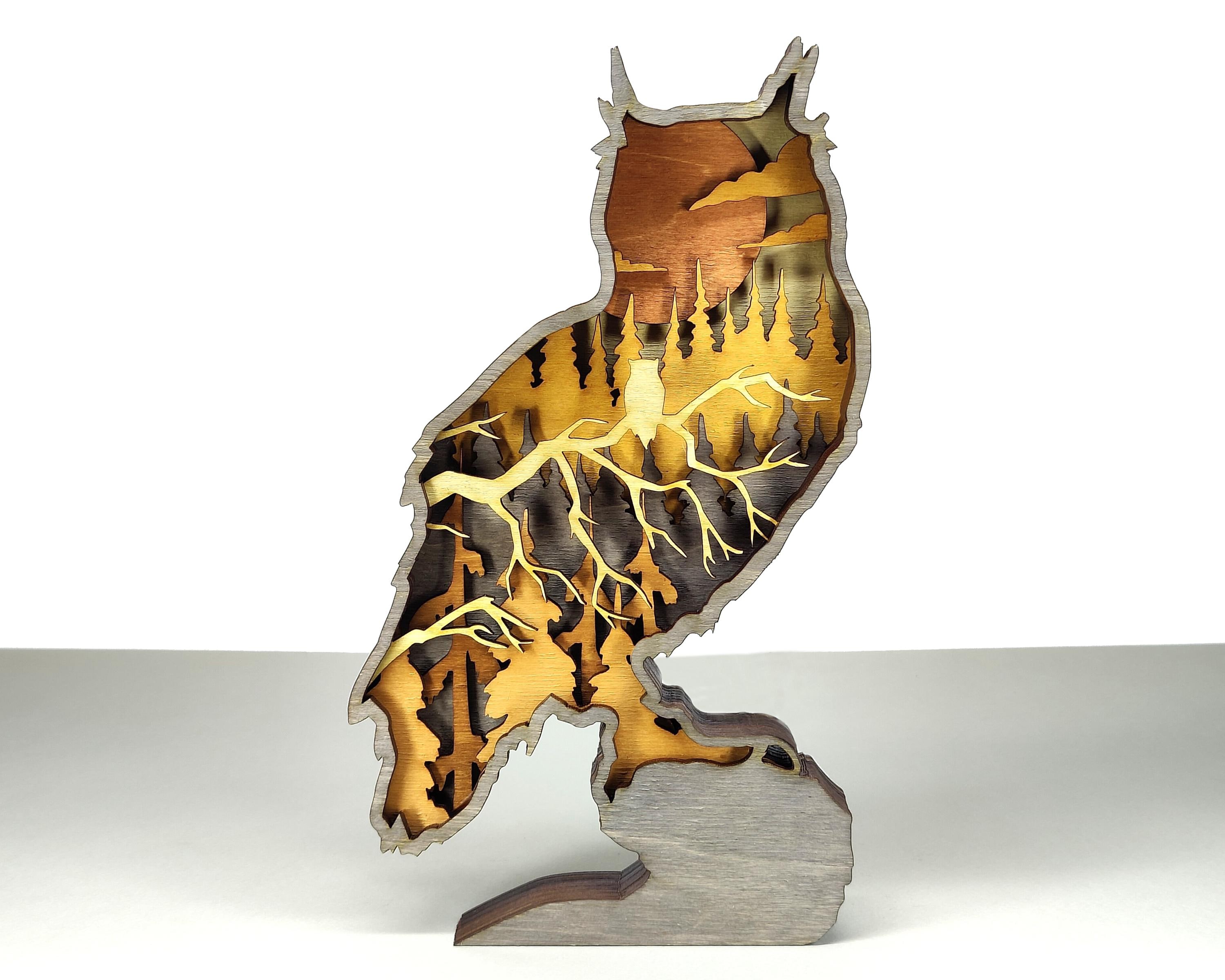 Owl Layered Svg, Owl 3D Layer Svg, Laser Cut, Owl For CNC, Owl Mandala Wood Cutting, Owl Home Decor 