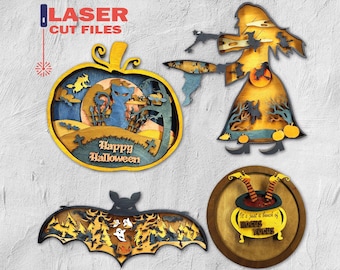Halloween 3D Layered SVG Bundle – Laser Cut Files for Glowforge (Digital Download)