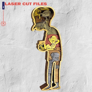 Layered Cartoon Characters SVG, Plywood Cutting, 3D Layer, 3D Mandala Plywood, Glowforge Project - 9 layers