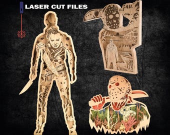 Horror SVG, Laser Cut Files for Glowforge, 3 Designs - MULTILAYERS