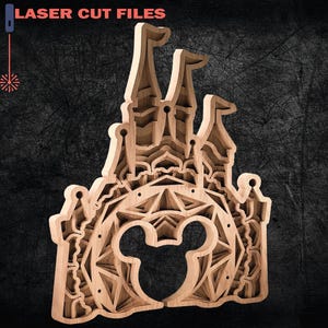 3D Layered Magic Castle SVG, Laser Cut, Mouse Magic Kingdom, Cartoon, Glowforge, Laser cut files - 5 layers