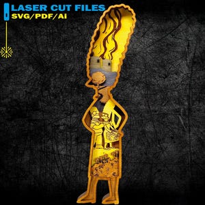 Layered Cartoon Characters SVG, Plywood Cutting, 3D Layer, 3D Mandala Plywood, Glowforge Project - 7 layers