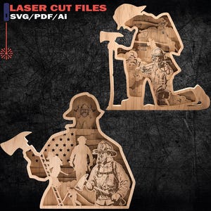 Firefighter Svg, Fireman SVG, Laser Cut Files, 2 Designs - MULTILAYERS