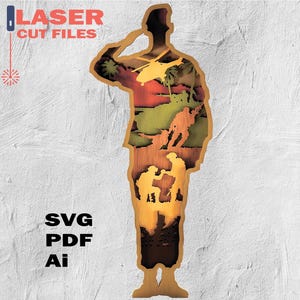 Soldier SVG, US Army Layered, Veteran, Memorial Day, Army Gift - 7 layers