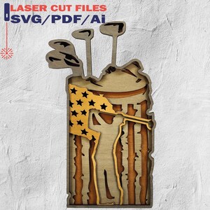Golf American Flag SVG, Golf USA Flag svg, Golf Flag SVG, Golf svg, Golf 4th of July - 4 layered
